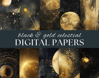 Celestial Junk Journal Papers, Digital Scrapbook Pages, Printable Ephemera, Moon Stars Collage, Mystical Aesthetic, Astrology