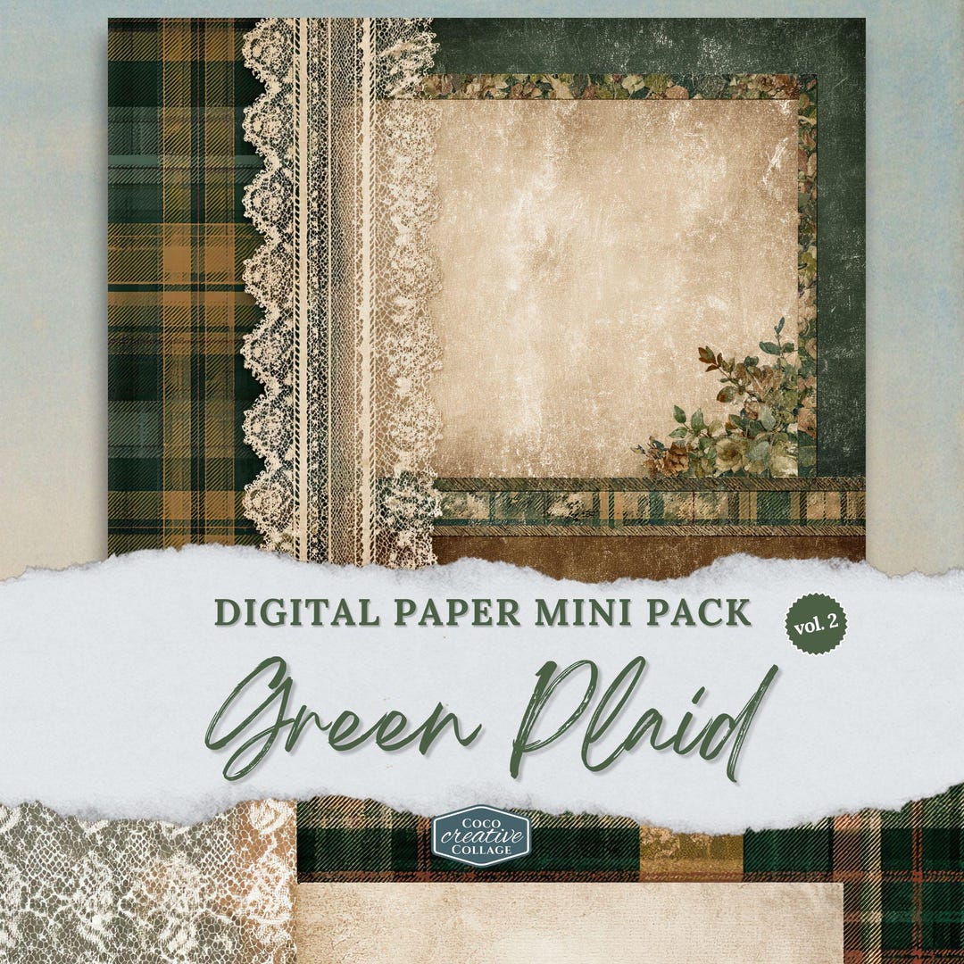 Green Christmas Plaid Digital Paper Pack | 3 Rustic Holiday Tartan ...