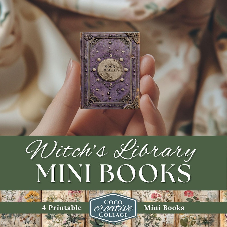 Mini Library Mini Books Printable Dollhouse Mini Book Mega Kit, Spooky Library Junk Journal ...
