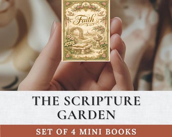 Scripture Garden Mini Book Set | KJV Bible Verse Dollhouse Books | Christian Junk Journal Miniature Craft  | Faith Based Ephemera | DIY