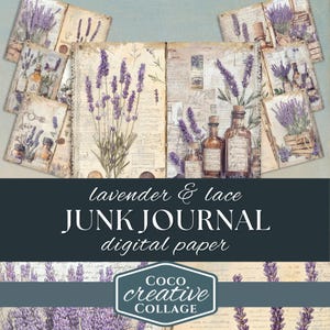 Lavender Junk Journal Printable Pages, Lavender Field Junk Journal Kit, Printable Floral Paper, Digital Vintage Collage Sheet, Apothecary