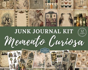 Oddities Memento Curiosa Junk Journal Kit, Digital Scrapbook Paper Natural History Printable Victorian Science Pages Vintage Ephemera Craft
