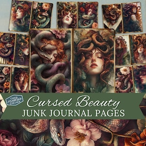Journal indésirable Medusa, kit numérique serpents beauté maudite, pages de la mythologie grecque antique, créatures mythiques fournitures de scrapbooking imprimable