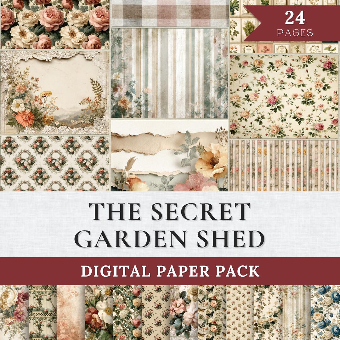 Vintage Floral Digital Paper Pack, Shabby Chic Cottagecore Junk Journal ...