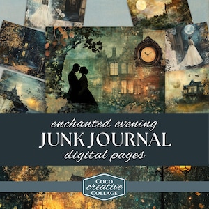 Verzauberter Abend Scrapbooking Papier Kit, 10 Dunkle Mysteriöse Collage Seiten, Romantisches Fantasy Junk Journal
