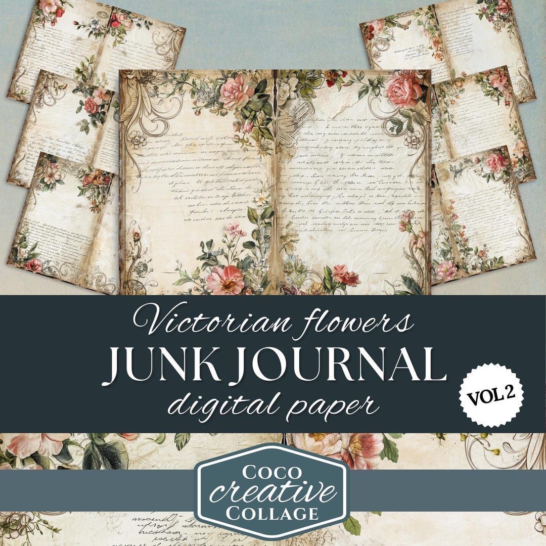 Printable Victorian Floral Digital Paper Pack, 8 Vintage Botanical Junk ...