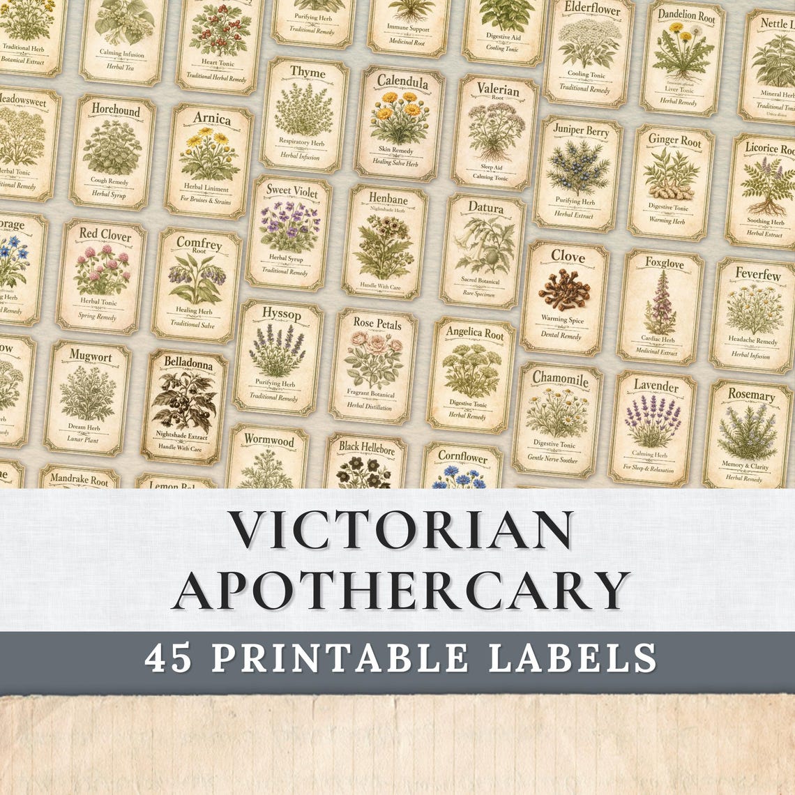 Victorian Toothpaste Label Apothecary Labels Printable | 45 Victorian Botanical Herbal Labels ...