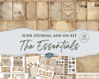 The Essentials Journal Pages Add-On Kit — Layered Neutral Vintage Spreads for Junk Journals