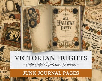Victorian Halloween Junk Journal Pages, 32 Printable Vintage Gothic Papers, All Hallows Eve Digital Kit