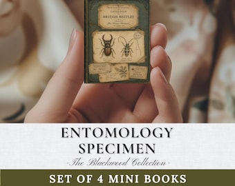 Victorian Entomology Mini Books | Printable Natural History Dollhouse | Insect Specimen Miniature Journal | DIY Digital Ephemera