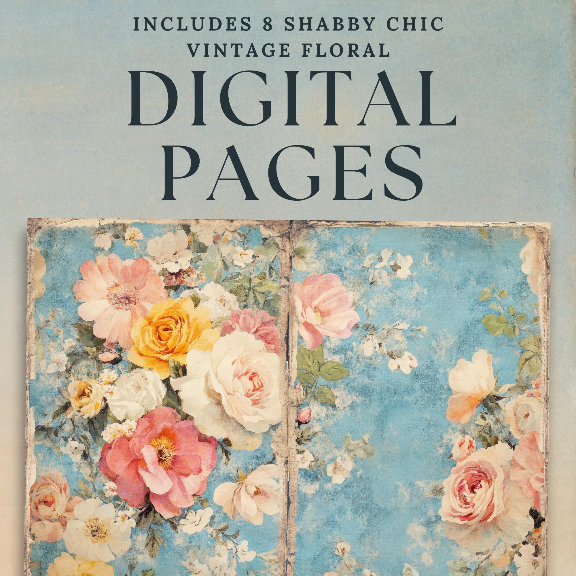 Vintage Floral Junk Journal Pages for Digital Scrapbooking and Shabby ...