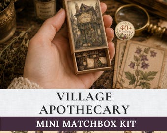 Village Apothecary Matchbox Kit | Printable Junk Journal Ephemera | Mini Matchbox | Witch Fantasy | Vintage Paper Craft | Digital Download