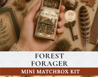 Forest Forager Matchbox Printable Kit | Victorian Woodland Miniature Boxes | Mushroom Junk Journal Ephemera | Interactive Paper Craft