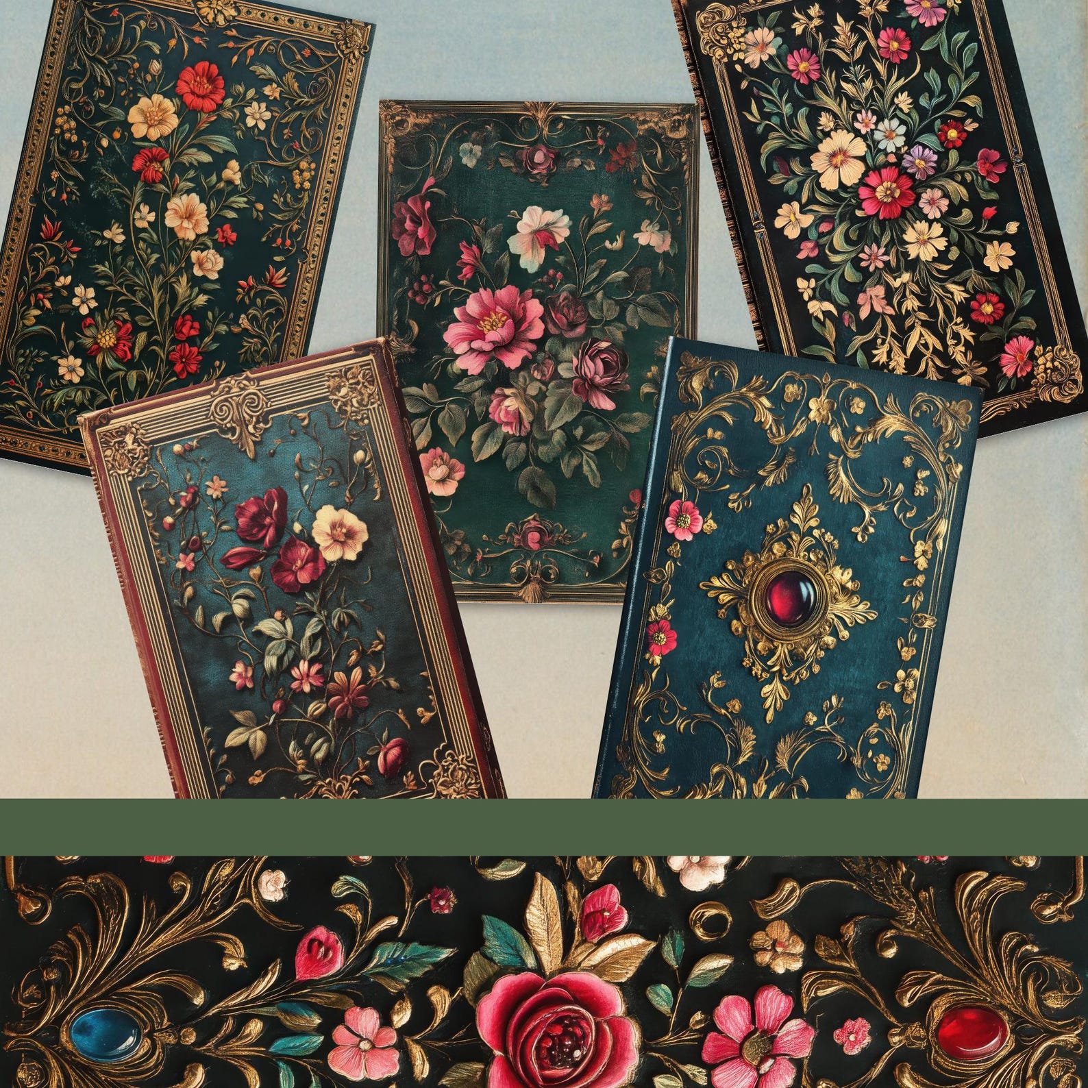 Embossed Floral Covers for Junk Journals, 10 Victorian Journal Toppers ...