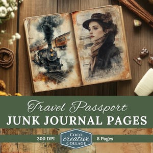Diário de Viagem para Imprimir, Kit com 10 Páginas para Exploradores de Viagem, Steampunk Vintage, Férias Antigas, Caderno Digital para Viajantes, Aventura