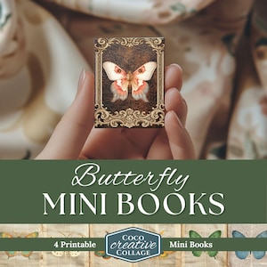 Printable Dollhouse Miniature Butterfly, Moths & Butterflies Mini Book, Junk Journal Craft Kit, Vintage DIY Digital Ephemera, Activity