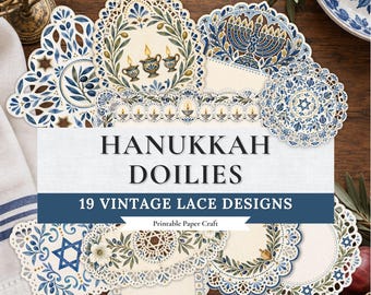 Hanukkah Printable Doilies, Jewish Paper Lace & Judaica Ephemera for Junk Journals, Judaica Cards and Gift Wrapping