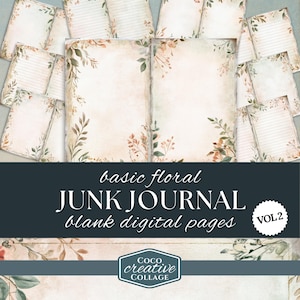 Pages minimalistes de journal indésirable avec des aquarelles florales d'automne pour le scrapbooking et les travaux manuels en papier, feuilles pliées en deux avec ou sans doublure, vol. 2