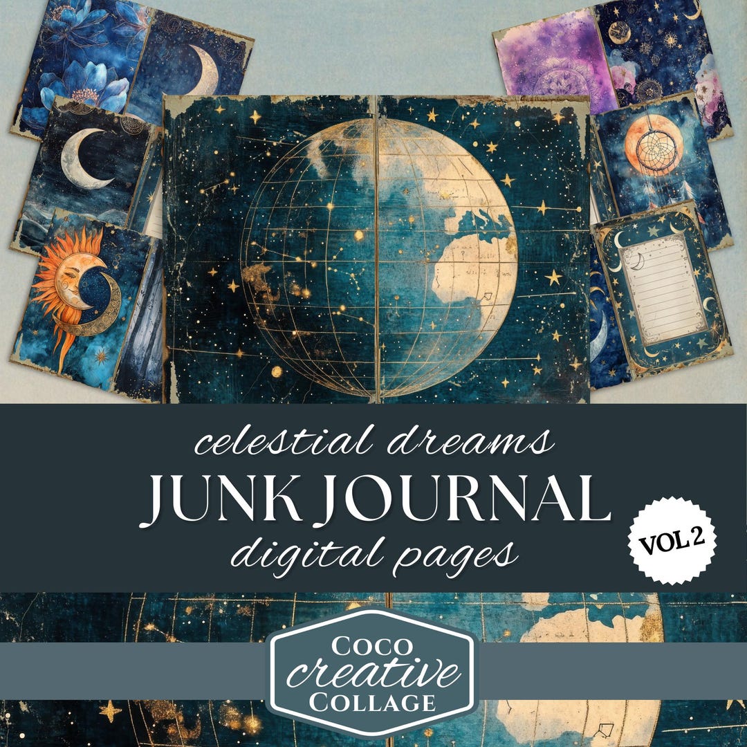 Celestial Astrology Junk Journal Kit With 8 Pages of Dreamy Zodiac ...