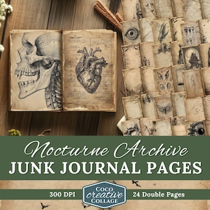 Printable Junk Journal Vampire Papers, Magical Gothic Antique Page Digital Download Horror Scrapbook Paper Halloween Victorian Horror Blank