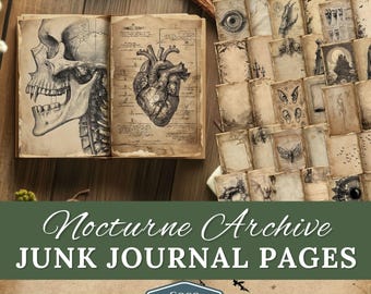 Printable Junk Journal Vampire Papers, Magical Gothic Antique Page Digital Download Horror Scrapbook Paper Halloween Victorian Horror Blank