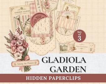 Gladiola Hidden Paperclips Printable Kit | Vintage Garden Junk Journal Ephemera (Cottagecore Craft)