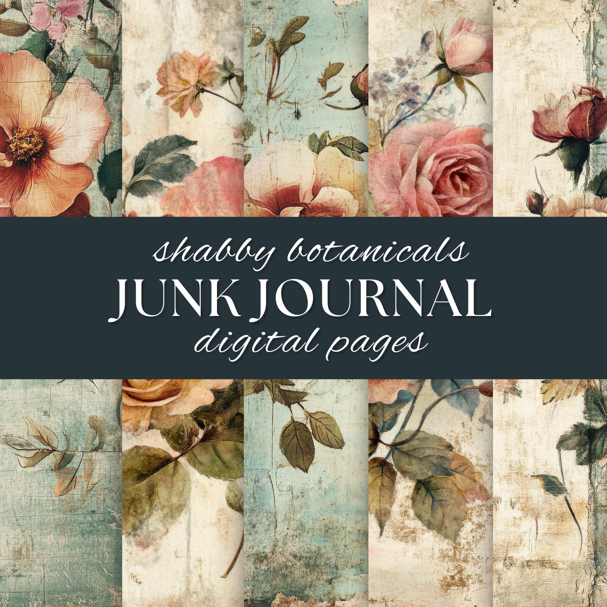 Shabby Chic Floral Junk Journal Pages for Digital Scrapbooking and ...