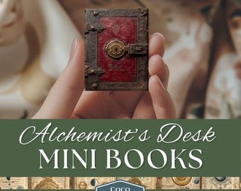 Printable Dollhouse Mini Book, Alchemy Junk Journal Miniature Craft Kit, Halloween DIY Digital Ephemera, Witchcraft Scrapbook, Spells Magic