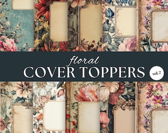 Antique Junk Journal Cover Toppers Vol 2, 10 Floral Book Covers, Shabby Chic Vintage Diary, Printable Digital Download, Botanical