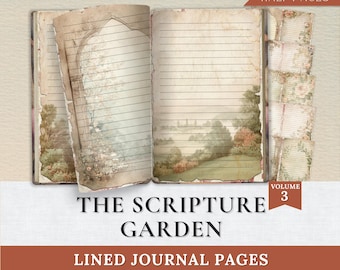 Scripture Garden Writing Pages Vol 3 | Lined Junk Journal Printable | Christian Prayer (KJV Bible Verse Kit)