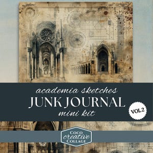 Vintage Gothic Digital Papers for Junk Journal and Scrapbook Craft, Architecture Illustration, Printable Paper Craft, Dark Academia