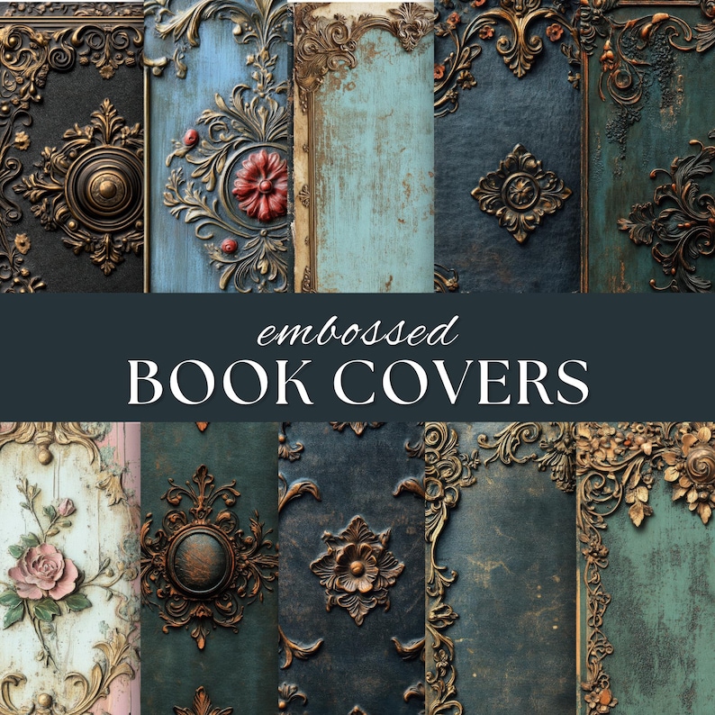 Embosed Cover Antique Embossed Covers for Junk Journals, 10 Victorian Journal Toppers ...
