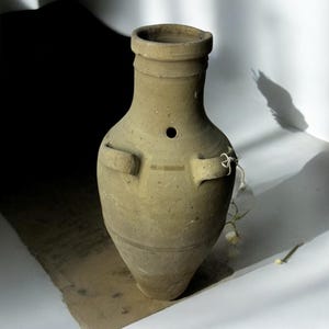 Turkish Terracotta vase, Turkish Olive Jar, Rustic, Glazed Pottery, Vintage Vase, Primitive Jug, Wabi Sabi Vase, Home Gift, Historic Vessel