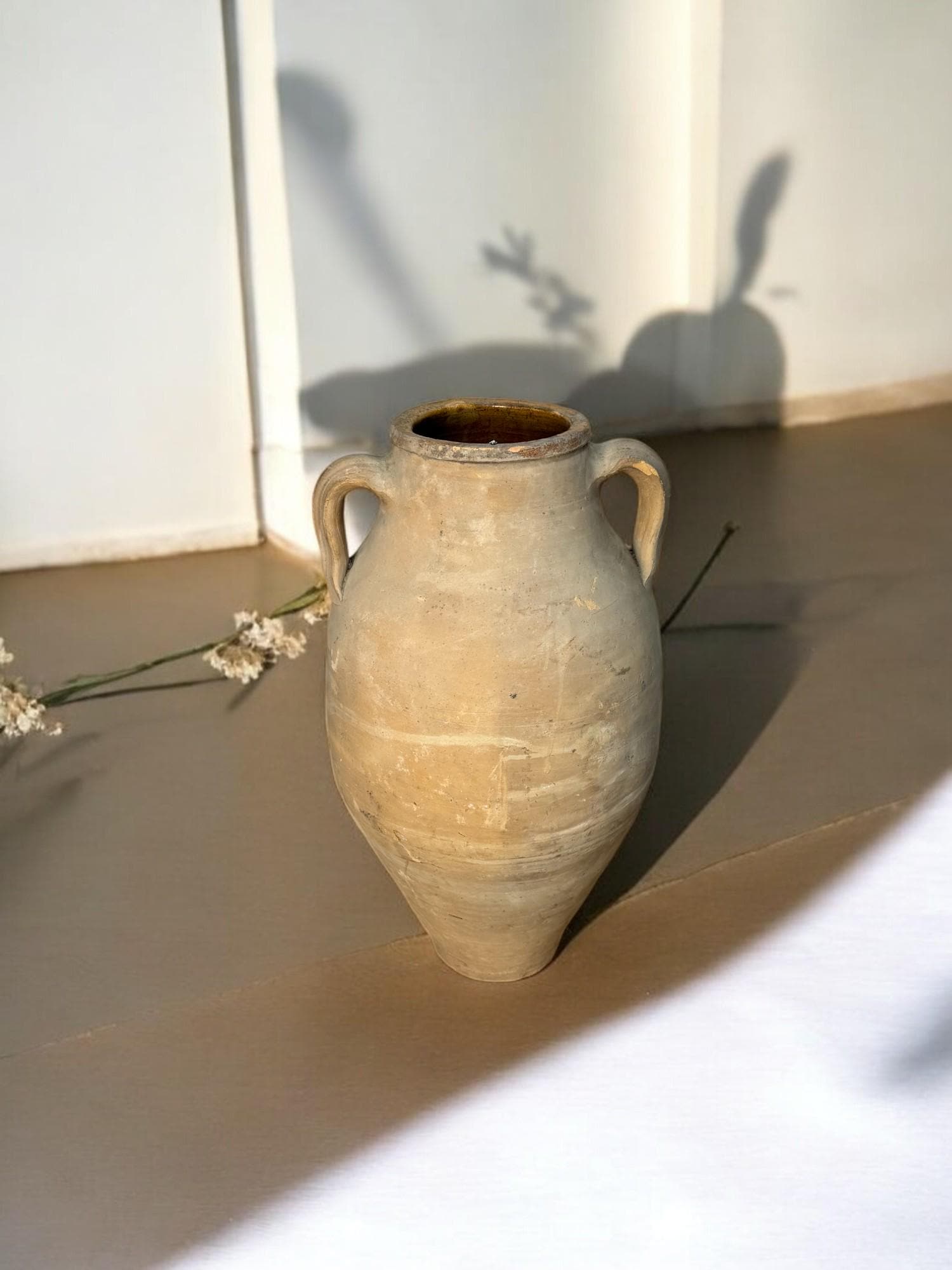 Rustic Turkish Terracotta Vase: Vintage Olive Jar, Wabi Sabi Home Decor
