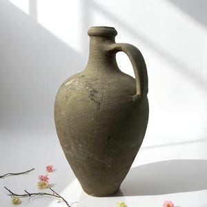 Vaso in terracotta smaltata fatto a mano: ceramica turca degli anni &#39;60, decoro Wabi Sabi