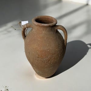 Turkish Terracotta vase, Turkish Olive Jar, Rustic, Glazed Pottery, Vintage Vase, Primitive Jug, Wabi Sabi Vase, Home Gift, Historic Vessel