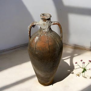 Vaso de terracota turco: cerâmica rústica esmaltada, decoração para casa Wabi Sabi
