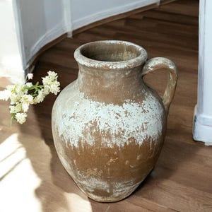 Vaso de terracota turco: cerâmica rústica esmaltada, decoração para casa Wabi Sabi