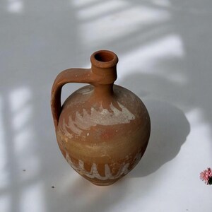 Turkish Terracotta vase, Turkish Olive Jar, Rustic, Glazed Pottery, Vintage Vase, Primitive Jug, Wabi Sabi Vase, Home Gift, Historic Vessel