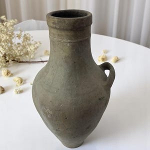 Turkish Terracotta vase, Turkish Olive Jar, Rustic, Glazed Pottery, Vintage Vase, Primitive Jug, Wabi Sabi Vase, Home Gift, Historic Vessel
