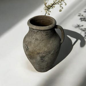 Glazed Handmade 1960s Vintage Turkish Terracotta Vase, Vintage Pottery Clay Flower Pot, Vintage Vase For Home Decor, Glazed Vase, Home Vase