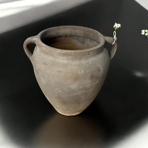 Vaso de terracota esmaltado feito à mão: cerâmica turca dos anos 1960, decoração Wabi Sabi