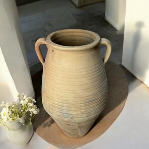 Turkish Terracotta vase, Turkish Olive Jar, Rustic, Glazed Pottery, Vintage Vase, Primitive Jug, Wabi Sabi Vase, Home Gift, Historic Vessel