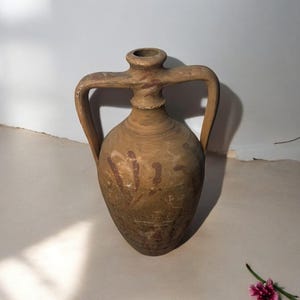 Vaso de terracota turco: cerâmica rústica esmaltada, decoração para casa Wabi Sabi
