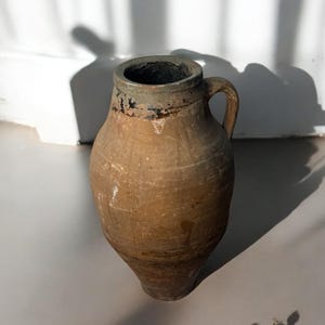 Vaso de terracota turco: cerâmica rústica esmaltada, decoração para casa Wabi Sabi