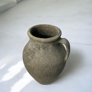 Glazed Handmade 1960s Vintage Turkish Terracotta Vase, Vintage Pottery Clay Flower Pot, Vintage Vase For Home Decor, Glazed Vase, Home Vase