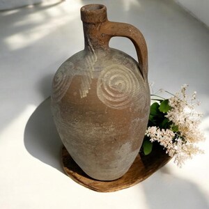 Vaso in terracotta turca fatto a mano: ceramica smaltata anni &#39;60, decoro Wabi Sabi