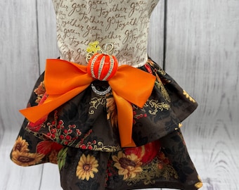 Thanksgiving Harvest Fall Pumpkin Small Dog Dress