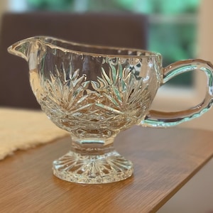 Vintage Crystal Footed Gravy Boat/Sauce Dish