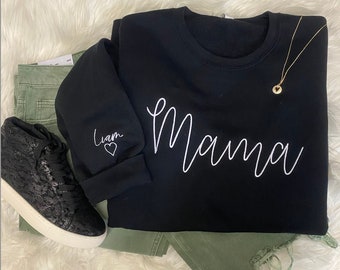 Mama-Name on sleeve-Crewneck